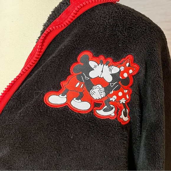 DISNEY Tokyo JAPAN Fleece Zippered Black/Red Mickey & Minnie Womans Size L - Picture 2 of 7